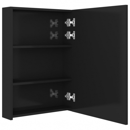 DULAP DE BAIE CU OGLINDA SI LED, NEGRU STRĂLUCITOR, 50 X 13 X 70 CM [4]