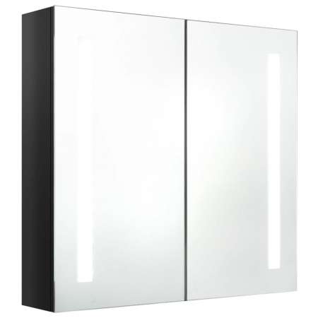 DULAP DE BAIE CU OGLINDA SI LED NEGRU STRALUCITOR 62X14X60 CM, NEGRU STRĂLUCITOR, 62 X 14 X 60 CM [1]