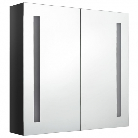 DULAP DE BAIE CU OGLINDA SI LED NEGRU STRALUCITOR 62X14X60 CM, NEGRU STRĂLUCITOR, 62 X 14 X 60 CM [2]