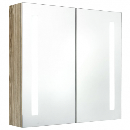DULAP DE BAIE CU OGLINDA SI LED, STEJAR, 62 X 14 X 60 CM [1]