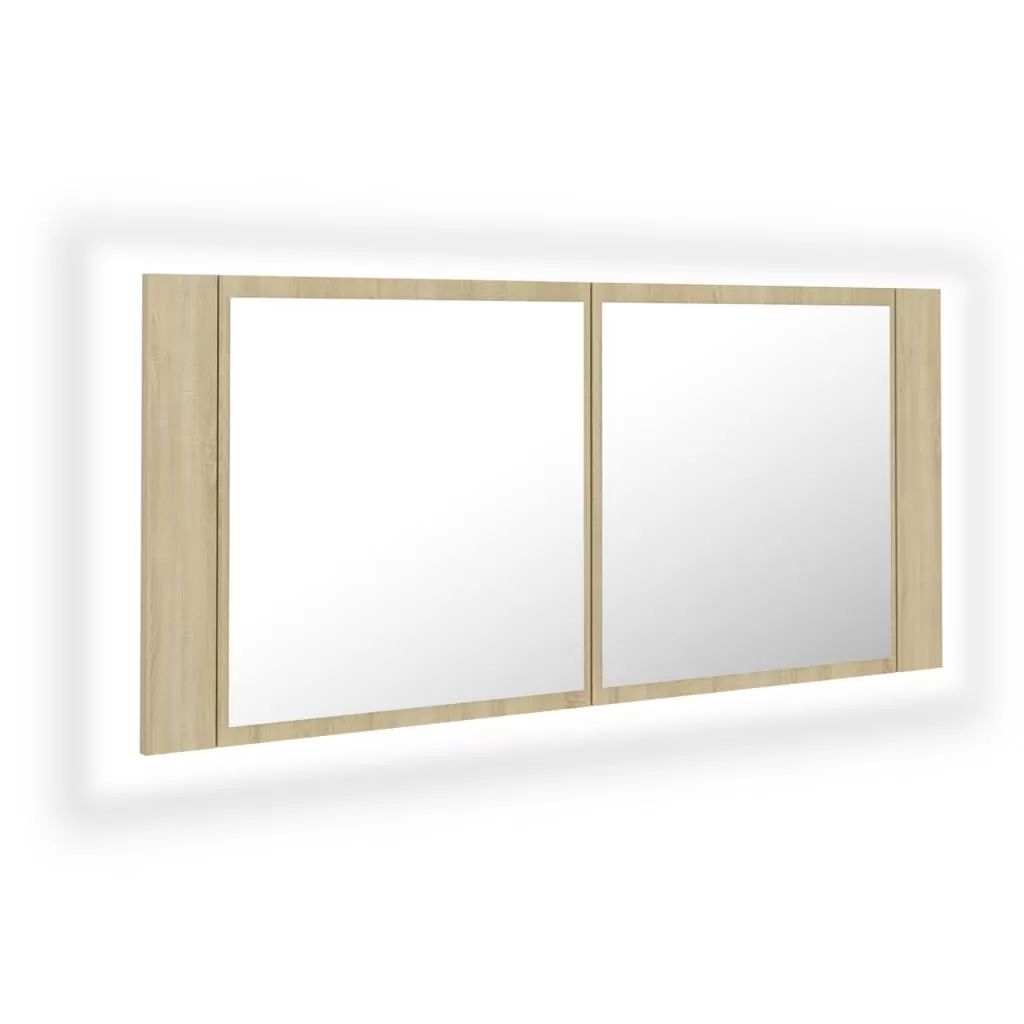 DULAP DE BAIE CU OGLINDA SI LED, STEJAR SONOMA [1]