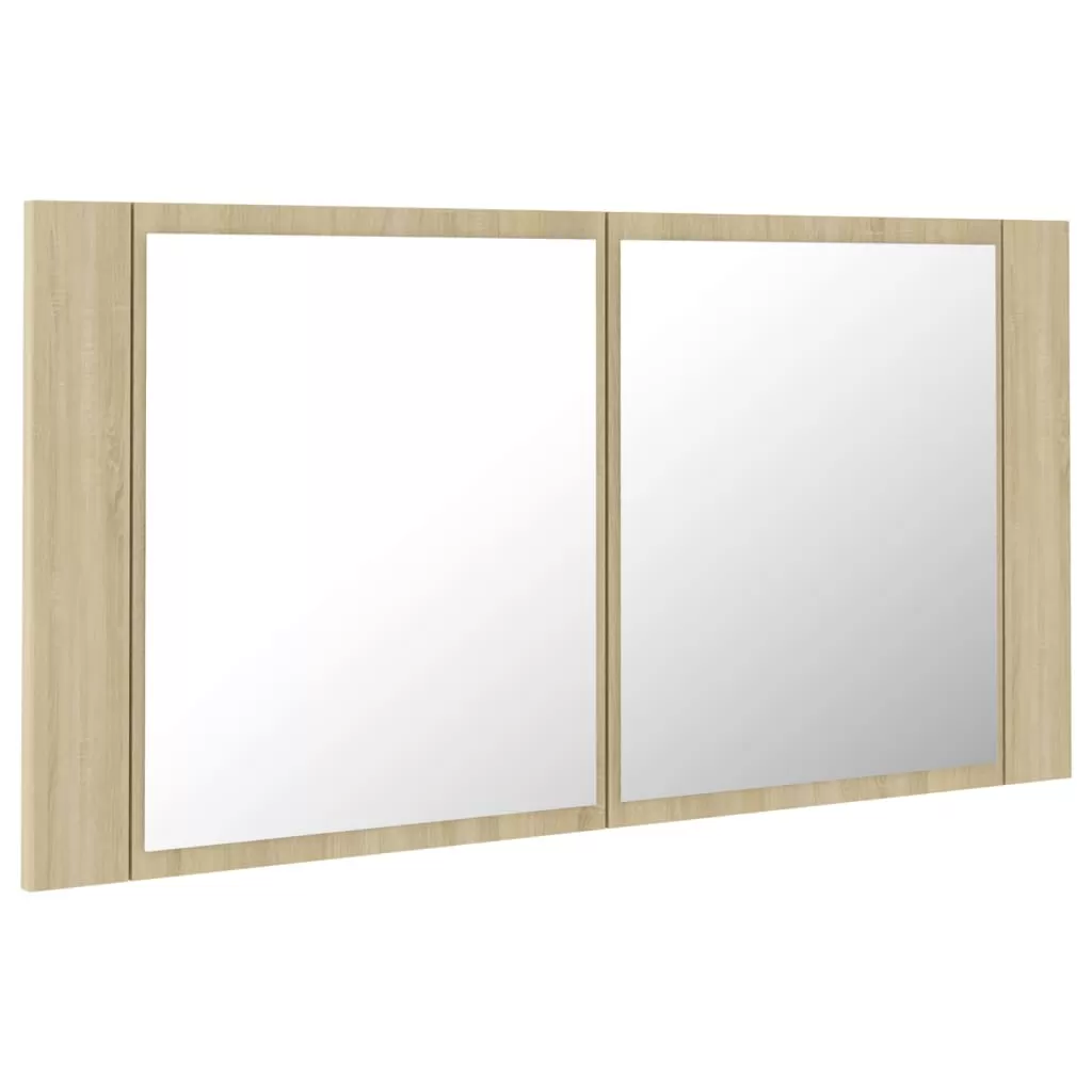 DULAP DE BAIE CU OGLINDA SI LED, STEJAR SONOMA [7]