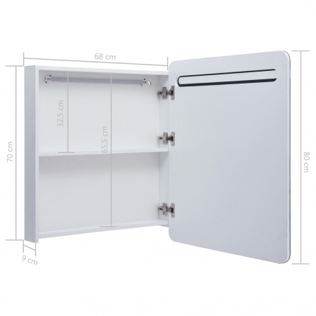 DULAP DE BAIE CU OGLINDA SI LED-URI, ALB, 68 X 9 X 80 CM [6]
