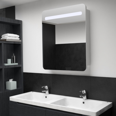 Dulap baie - DULAP DE BAIE CU OGLINDA SI LED-URI, ALB, 68 X 9 X 80 CM