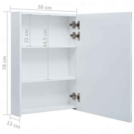 DULAP DE BAIE CU OGLINDA SI LED-URI, ALB SI ARGINTIU, 50 X 13 X 70 CM [7]
