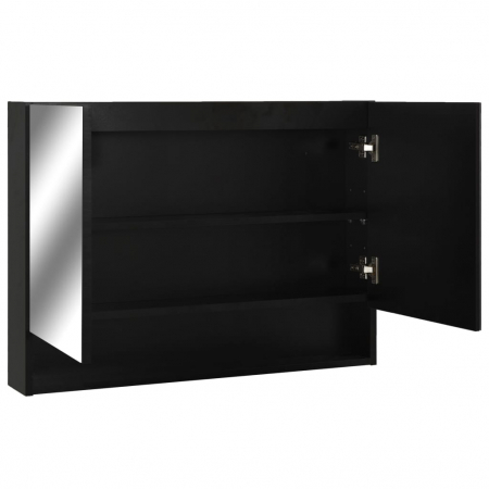 DULAP DE BAIE CU OGLINDA SI LED-URI, NEGRU [3]