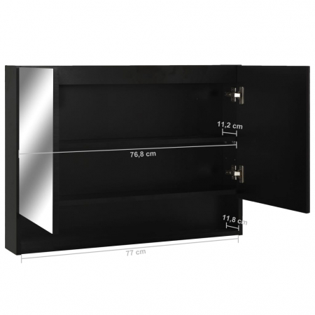 DULAP DE BAIE CU OGLINDA SI LED-URI, NEGRU [9]
