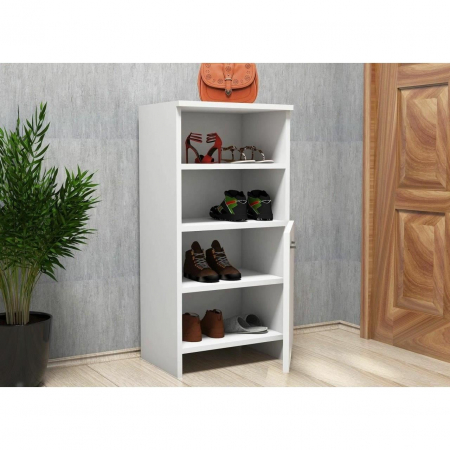 DULAP DEPOZITAT INCALTAMINTE, PANTOFAR, PAL MELAMINAT, 4 RAFTURI, ALB, 45X31.8X91.8 CM, RENE, MINAR [3]