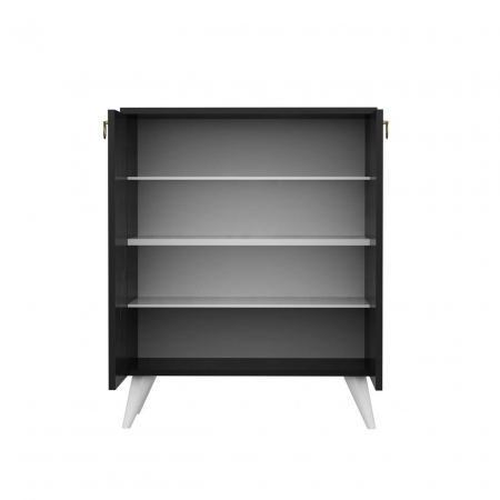 DULAP DEPOZITAT INCALTAMINTE, PANTOFAR, PAL MELAMINAT, 4 RAFTURI, NEGRU MARMURA, 72X37X91 CM, LEMI, MINAR [2]