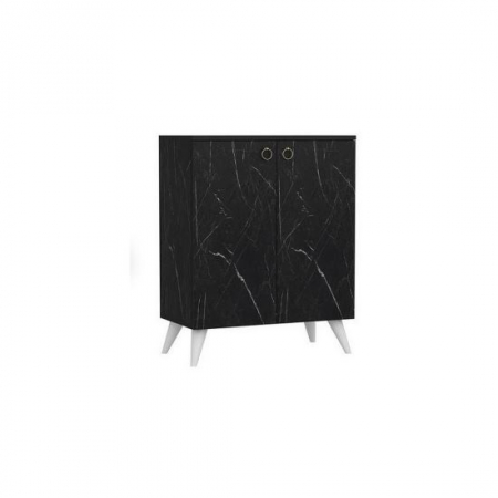 Hol - DULAP DEPOZITAT INCALTAMINTE, PANTOFAR, PAL MELAMINAT, 4 RAFTURI, NEGRU MARMURA, 72X37X91 CM, LEMI, MINAR