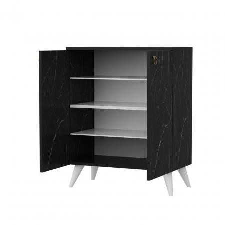 DULAP DEPOZITAT INCALTAMINTE, PANTOFAR, PAL MELAMINAT, 4 RAFTURI, NEGRU MARMURA, 72X37X91 CM, LEMI, MINAR [3]