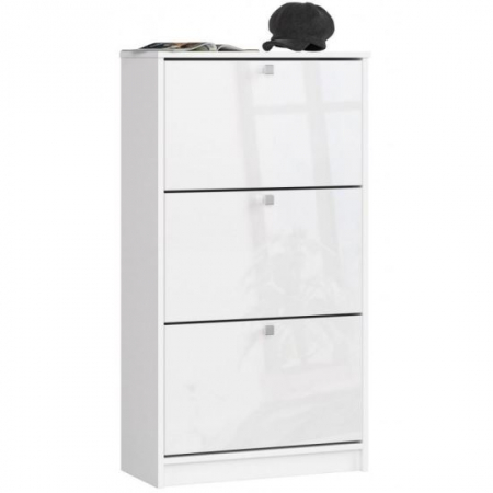 Hol - DULAP DEPOZITAT INCALTAMINTE, PANTOFAR, PLACA LAMINATA, 3 SERTARE, ALB LUCIOS, 60X28.5X113 CM