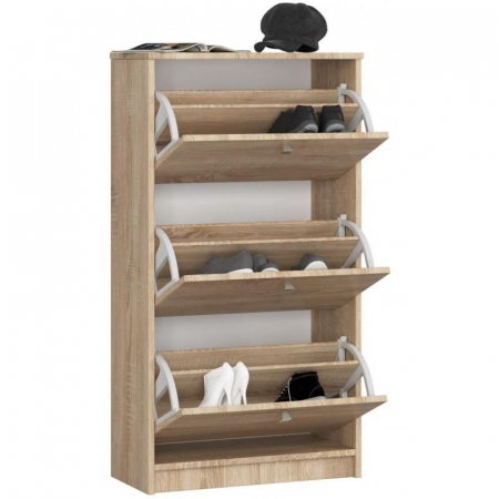 DULAP DEPOZITAT INCALTAMINTE, PANTOFAR, PLACA LAMINATA, 3 SERTARE, STEJAR, 60X28.5X113 CM [2]