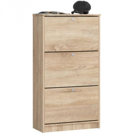 Hol - DULAP DEPOZITAT INCALTAMINTE, PANTOFAR, PLACA LAMINATA, 3 SERTARE, STEJAR, 60X28.5X113 CM