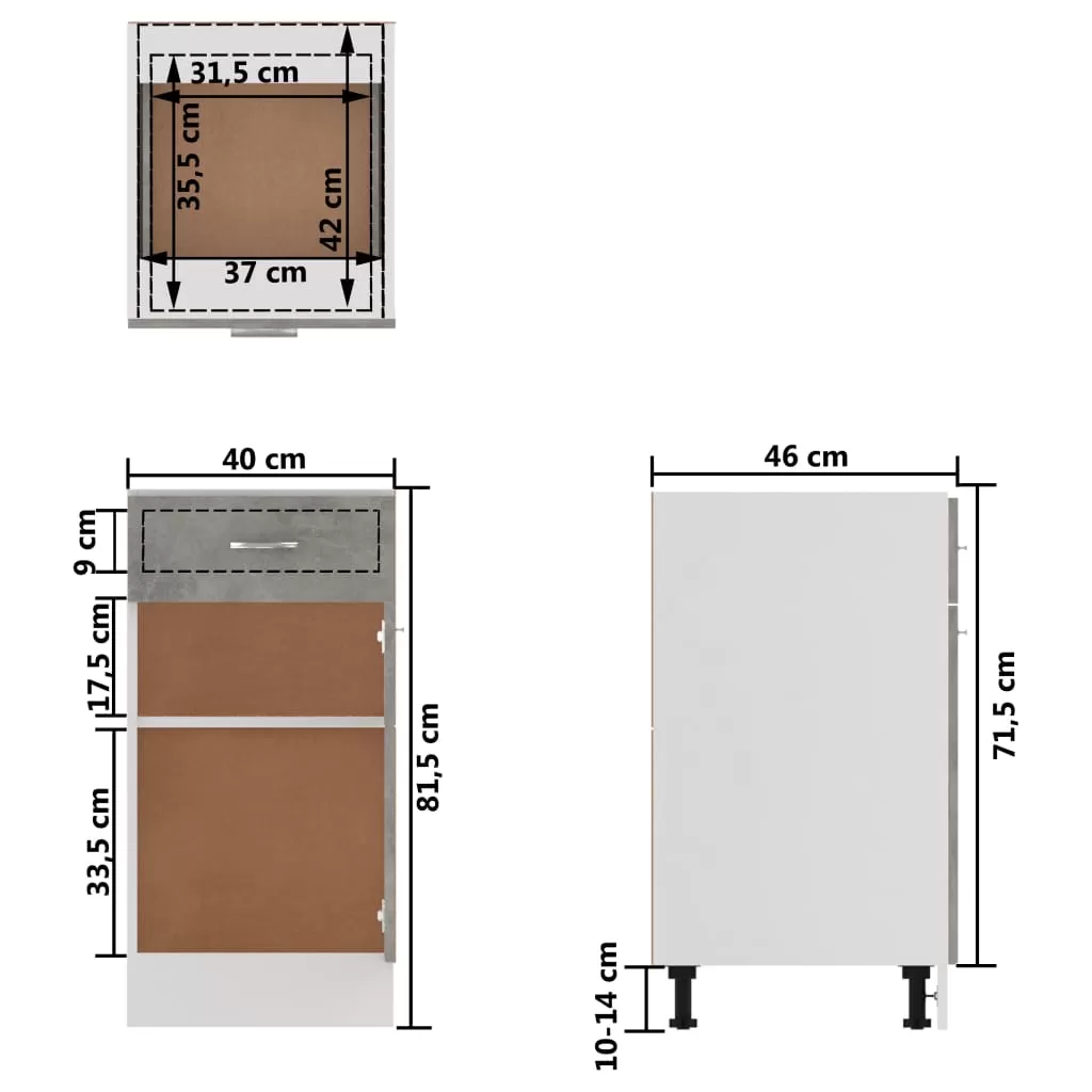 DULAP INFERIOR CU SERTAR, GRI BETON [10]