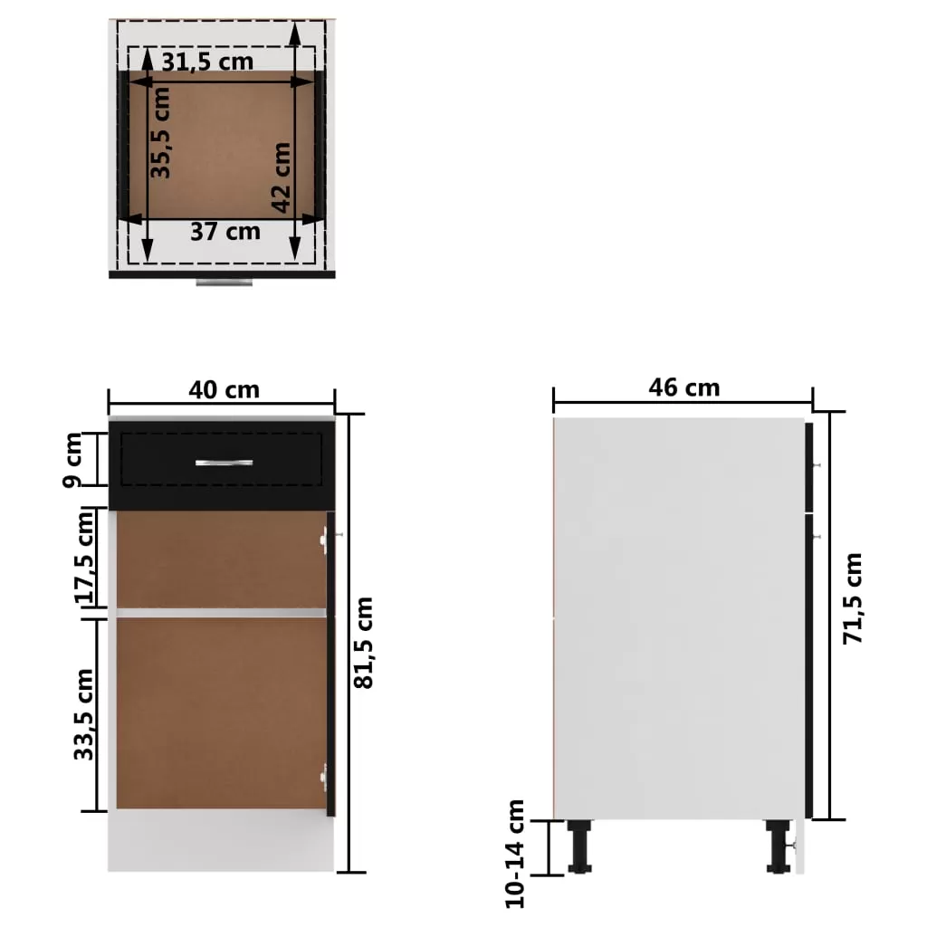DULAP INFERIOR CU SERTAR, NEGRU [10]