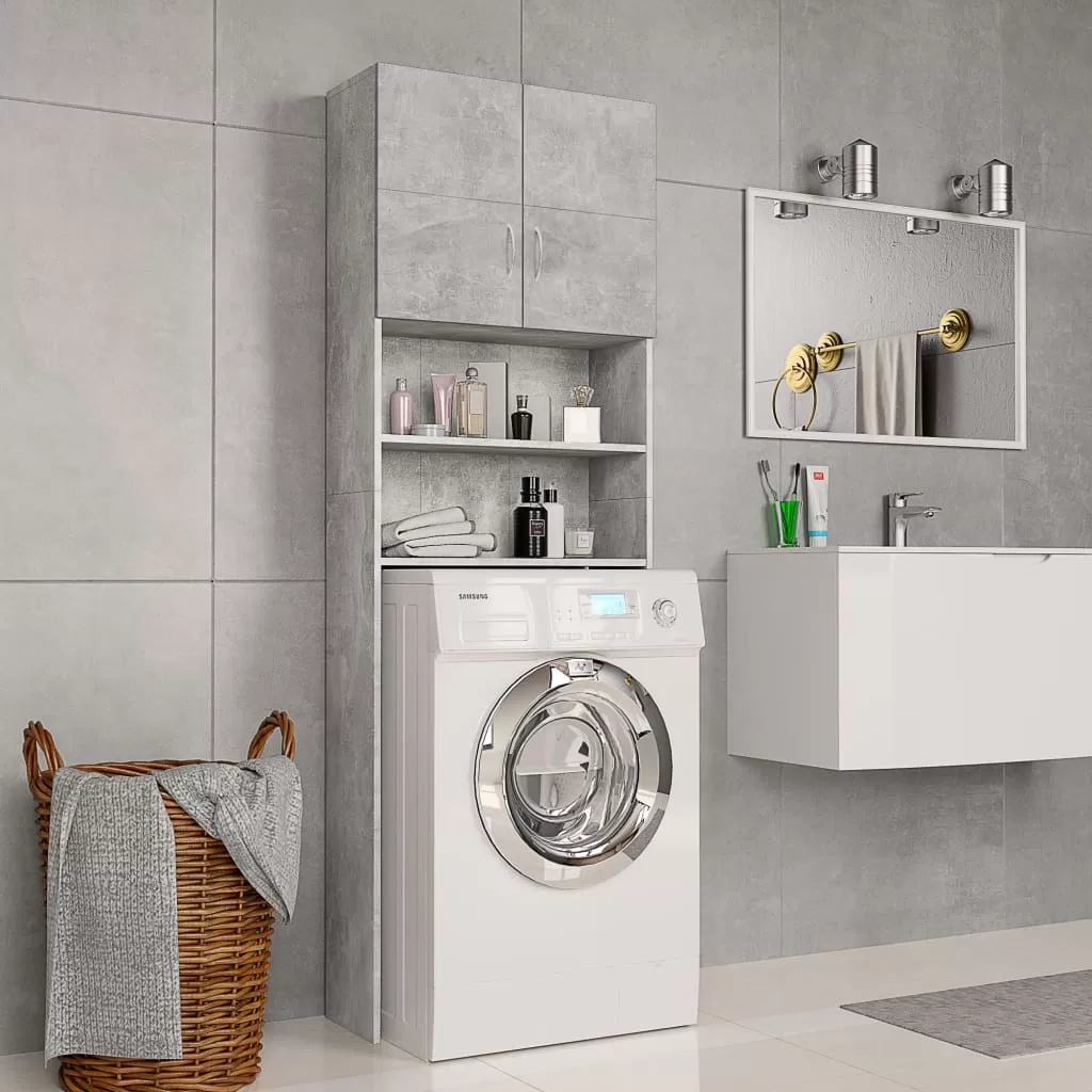 Dulap baie pe sol - DULAP MASINA DE SPALAT, GRI BETON, 64 X 25.5 X 190 CM