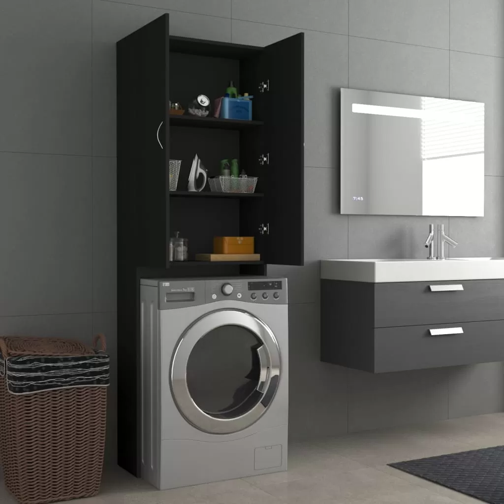 DULAP MASINA DE SPALAT, NEGRU, 64 X 25,5 X 190 CM [3]