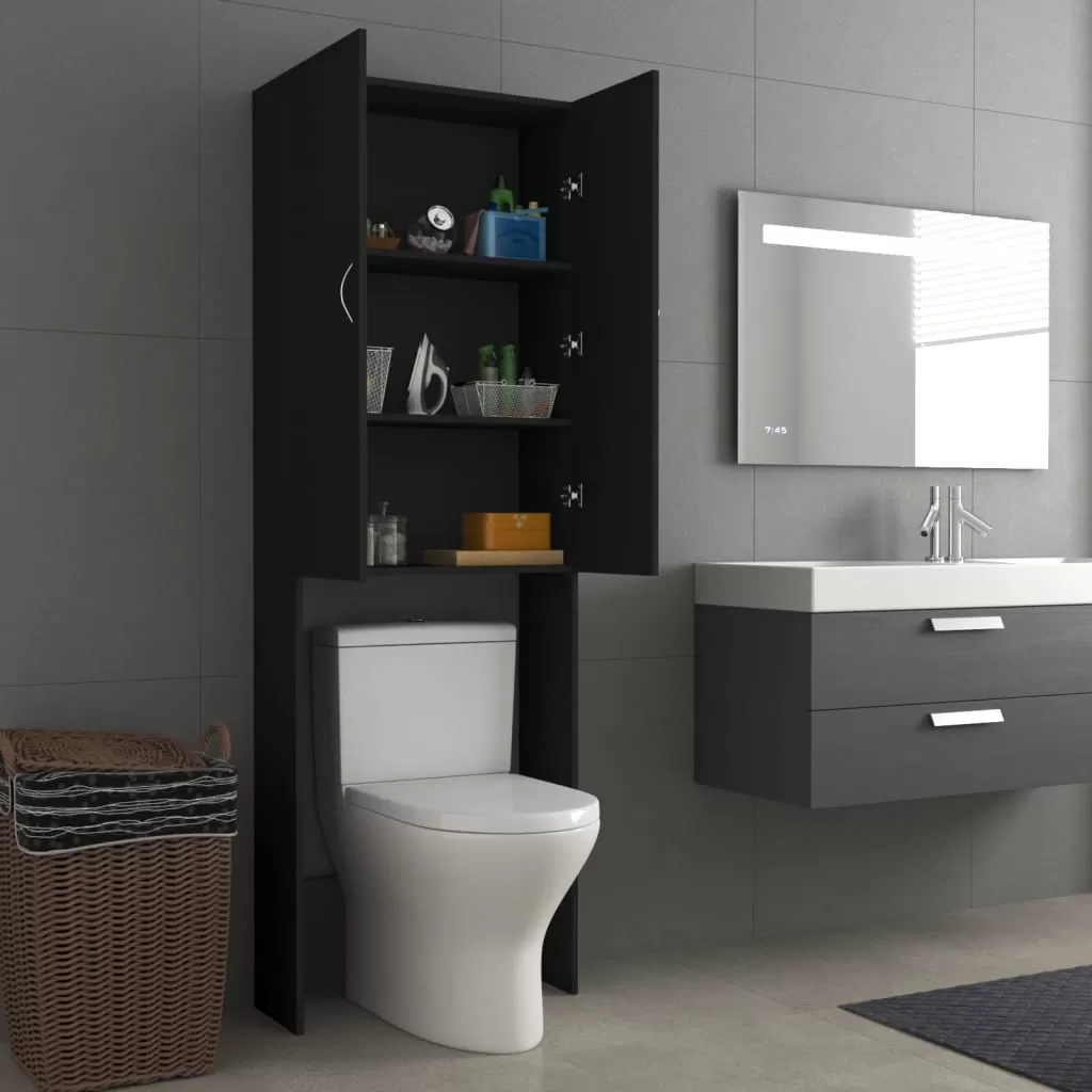 DULAP MASINA DE SPALAT, NEGRU, 64 X 25,5 X 190 CM [4]