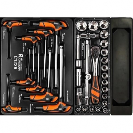 DULAP MOBIL PENTRU UNELTE, 7 SERTARE, 630X903X447 MM, CONTINE 12 SETURI DE UNELTE, 135 ELEMENTE, RICHMANN [4]
