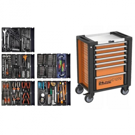Mobilier atelier - DULAP MOBIL PENTRU UNELTE, 7 SERTARE, 725X927X465 MM, CONTINE 14 SETURI DE UNELTE, 253 ELEMENTE, RICHMANN EXCLUSIVE
