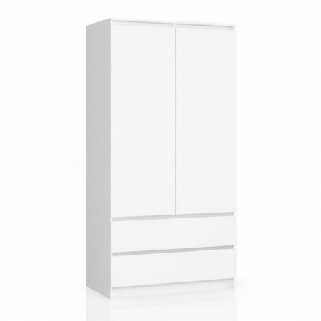 Sifoniere si dulapuri - DULAP, PLACA LAMINATA, 2 SERTARE, 4 RAFTURI, 1 SUPORT UMERASE, ALB, 90X51X180 CM