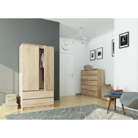 DULAP, PLACA LAMINATA, 2 SERTARE, 4 RAFTURI, 1 SUPORT UMERASE, STEJAR, 90X51X180 CM [1]
