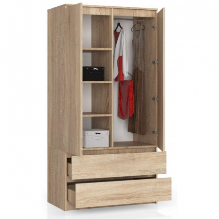 DULAP, PLACA LAMINATA, 2 SERTARE, 4 RAFTURI, 1 SUPORT UMERASE, STEJAR, 90X51X180 CM [2]