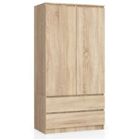 Sifoniere si dulapuri - DULAP, PLACA LAMINATA, 2 SERTARE, 4 RAFTURI, 1 SUPORT UMERASE, STEJAR, 90X51X180 CM