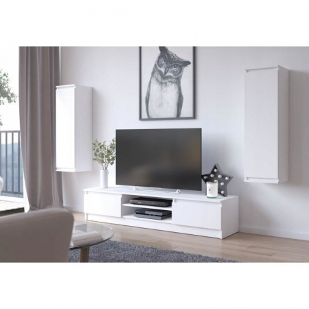 DULAP SUSPENDAT, PLACA LAMINATA, 3 RAFTURI, 1 USA, ALB, 40X30X99 CM [2]