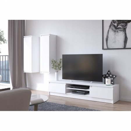 DULAP SUSPENDAT, PLACA LAMINATA, 3 RAFTURI, 1 USA, ALB, 40X30X99 CM [3]