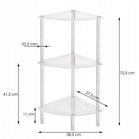 ETAJERA, RAFT, DE COLT, METAL SI STICLA, 3 POLITE, 38.5X27.5X72.5 CM, SPRINGOS [1]