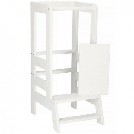 INALTATOR MULTIFUNCTIONAL/AJUTOR DE BUCATARIE PENTRU COPII, AJUSTABIL, LEMN, ALB, 39X52X90 CM, SPRINGOS [1]