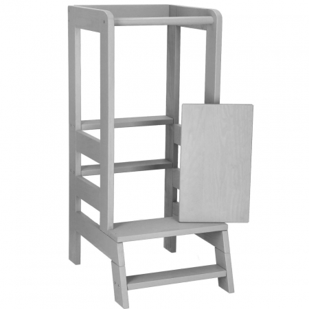 INALTATOR MULTIFUNCTIONAL/AJUTOR DE BUCATARIE PENTRU COPII, AJUSTABIL, LEMN, GRI, 39X52X90 CM, SPRINGOS [1]