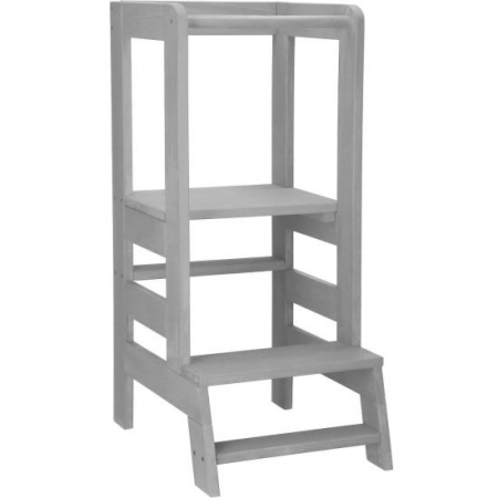 Mobilier camera copii - INALTATOR MULTIFUNCTIONAL/AJUTOR DE BUCATARIE PENTRU COPII, AJUSTABIL, LEMN, GRI, 39X52X90 CM, SPRINGOS