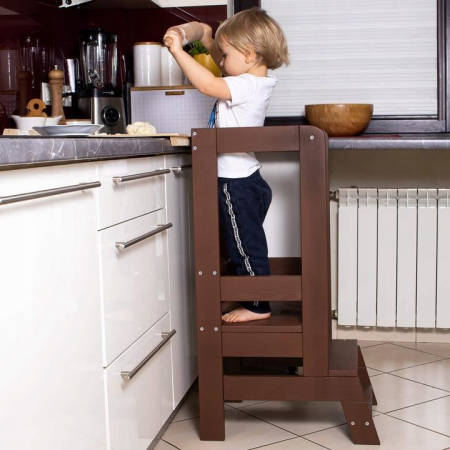 INALTATOR MULTIFUNCTIONAL/AJUTOR DE BUCATARIE PENTRU COPII, AJUSTABIL, LEMN, MARO, 39X52X90 CM, SPRINGOS [2]