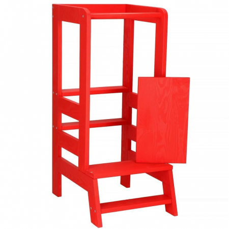 INALTATOR MULTIFUNCTIONAL/AJUTOR DE BUCATARIE PENTRU COPII, AJUSTABIL, LEMN, ROSU, 39X52X90 CM, SPRINGOS [11]