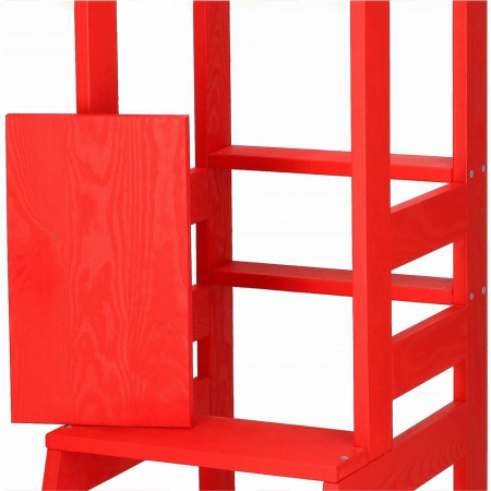 INALTATOR MULTIFUNCTIONAL/AJUTOR DE BUCATARIE PENTRU COPII, AJUSTABIL, LEMN, ROSU, 39X52X90 CM, SPRINGOS [10]