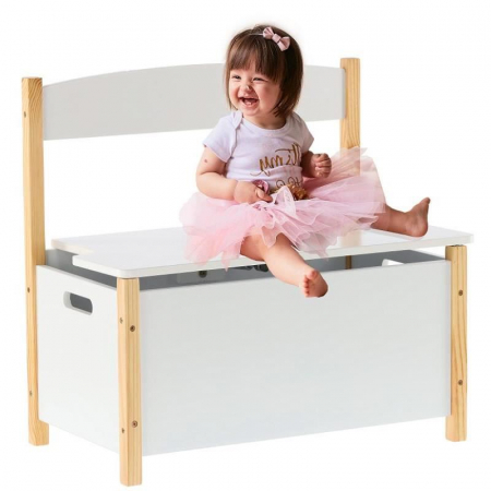 LADA DEPOZITARE 2 IN 1, CU BANCA, LEMN, MDF, ALB, 60X34.5X56 CM, DAISY [3]