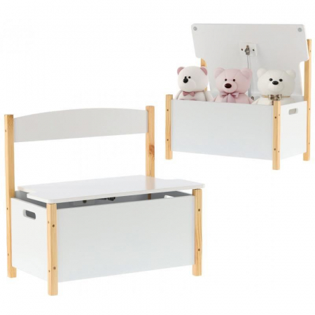 LADA DEPOZITARE 2 IN 1, CU BANCA, LEMN, MDF, ALB, 60X34.5X56 CM, DAISY [5]