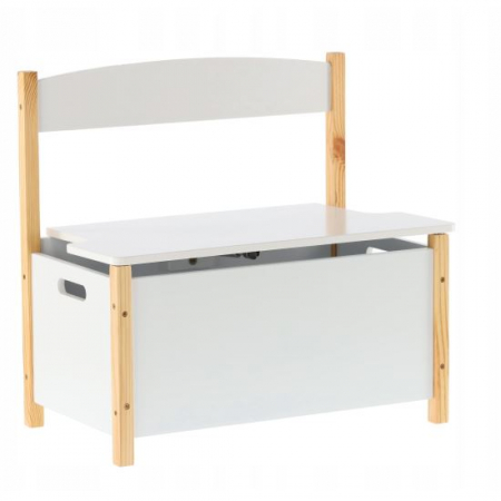 Mobilier camera copii - LADA DEPOZITARE 2 IN 1, CU BANCA, LEMN, MDF, ALB, 60X34.5X56 CM, DAISY