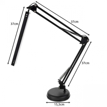 LAMPA DE BIROU 2 IN 1, CU PRINDERE MASA, BRAT FLEXIBIL, 3 CULORI LUMINA, 10 NIVELURI, USB, NEGRU, 3X37 CM, IZOXIS [6]