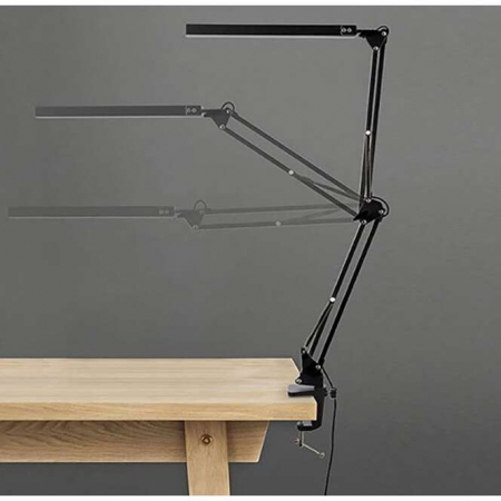 LAMPA DE BIROU 2 IN 1, CU PRINDERE MASA, BRAT FLEXIBIL, 3 CULORI LUMINA, 10 NIVELURI, USB, NEGRU, 3X37 CM, IZOXIS [9]