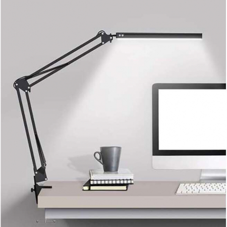 LAMPA DE BIROU 2 IN 1, CU PRINDERE MASA, BRAT FLEXIBIL, 3 CULORI LUMINA, 10 NIVELURI, USB, NEGRU, 3X37 CM, IZOXIS [11]