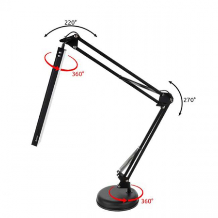 LAMPA DE BIROU 2 IN 1, CU PRINDERE MASA, BRAT FLEXIBIL, 3 CULORI LUMINA, 10 NIVELURI, USB, NEGRU, 3X37 CM, IZOXIS [4]