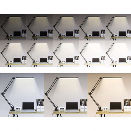 LAMPA DE BIROU 2 IN 1, CU PRINDERE MASA, BRAT FLEXIBIL, 3 CULORI LUMINA, 10 NIVELURI, USB, NEGRU, 3X37 CM, IZOXIS [5]