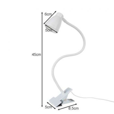 LAMPA DE BIROU CU CLIPS, BRAT FLEXIBIL, 3 CULORI LUMINA, 10 NIVELURI, USB, ALB, 45 CM, IZOXIS [9]