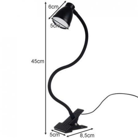LAMPA DE BIROU CU CLIPS, BRAT FLEXIBIL, 3 CULORI LUMINA, 10 NIVELURI, USB, NEGRU, 45 CM, IZOXIS [8]