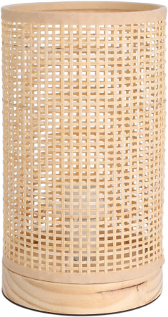 Lampă de masă rattan cu bază din lemn [1]