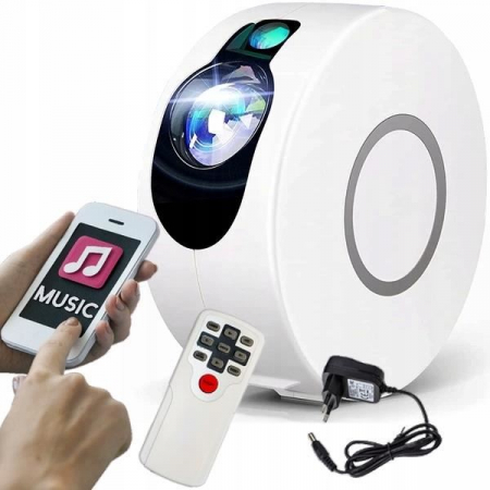 LAMPA DE NOPTIERA CU PROIECTOR, LED, TELECOMANDA, BLUETOOTH, 3 CULORI, ALB, 17X9.2X17 CM, GALAXY CLOUD [6]